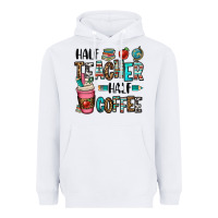 White half teacher half coffee Heavyweight Hoodie - OliviaCreatesArt