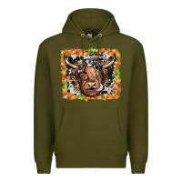 Army Green highland cow Premium Hoodie - JahusDesignShop