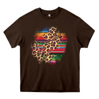 Chocolate Brown serape leopard patch Heavy Core Tee - AdoDesignShop