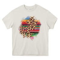 Cream serape leopard patch Heavy Core Tee - AdoDesignShop