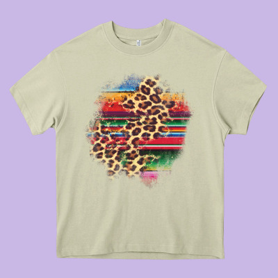 Serape Leopard Patch Heavy Core Tee Designed By Adodesignshop