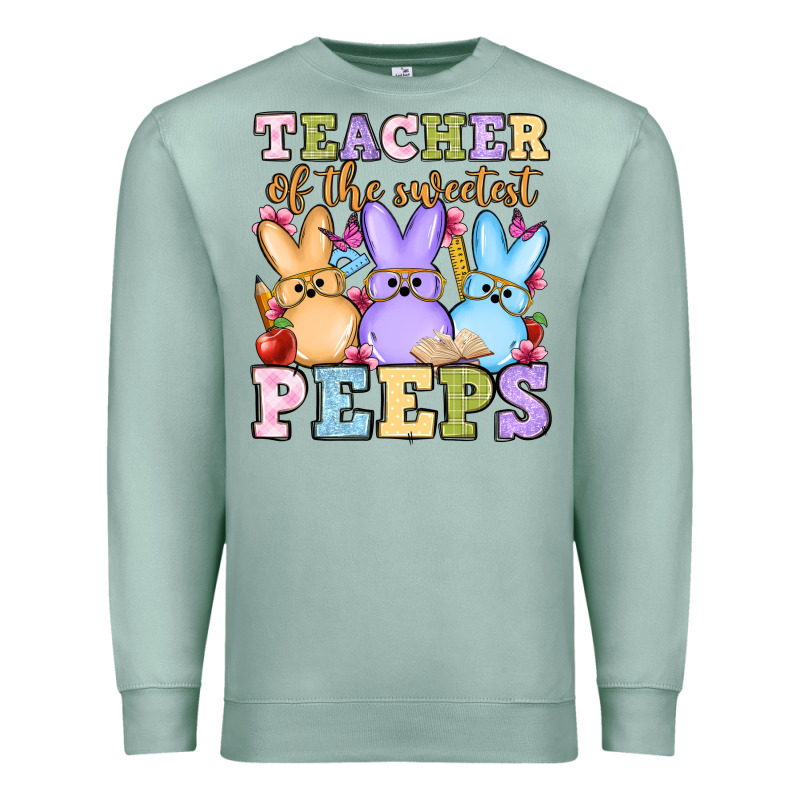 Easter Day Teacher Of The Sweetest Peeps Premium Sweatshirt by OliviaCreatesArt | Teevron