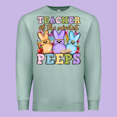 Easter Day Teacher Of The Sweetest Peeps Premium Sweatshirt Designed By Oliviacreatesart