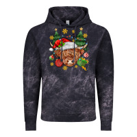 Cloud Black Christmas highland cow Vintage Hoodie - MaliasSmallBusiness