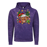Cloud Purple Christmas highland cow Vintage Hoodie - MaliasSmallBusiness