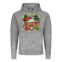 Cloud Rock Christmas highland cow Vintage Hoodie - MaliasSmallBusiness