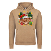 Vintage Coffee Christmas highland cow Vintage Hoodie - MaliasSmallBusiness