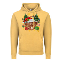 Vintage Mustard Christmas highland cow Vintage Hoodie - MaliasSmallBusiness