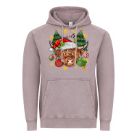 Vintage Zinc Christmas highland cow Vintage Hoodie - MaliasSmallBusiness