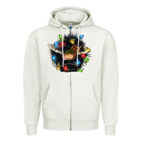 Oatmeal Heather christmas black angus gnome Zipper Hoodie - CowGirlArtShop