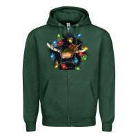 Sports Green christmas black angus gnome Zipper Hoodie - CowGirlArtShop
