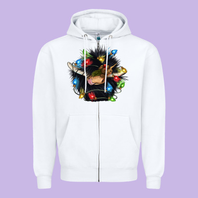 Christmas Black Angus Gnome Zipper Hoodie Designed By Cowgirlartshop