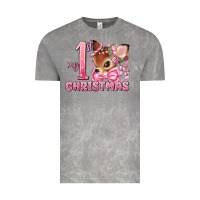 My First Christmas Pink Reindeer Vintage Tee | Teevron