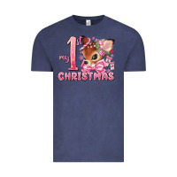 Vintage Denim my first christmas pink reindeer Vintage Tee - MaliasSmallBusiness