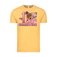 Vintage Mustard my first christmas pink reindeer Vintage Tee - MaliasSmallBusiness