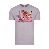 Vintage Zinc my first christmas pink reindeer Vintage Tee - MaliasSmallBusiness