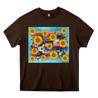 Chocolate Brown serape cowhide sunflower Heavy Core Tee - AdoDesignShop