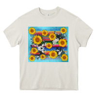 Cream serape cowhide sunflower Heavy Core Tee - AdoDesignShop