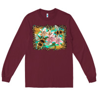 Burgundy bees and lilies with leopard Long Sleeve Tee - Artiststas