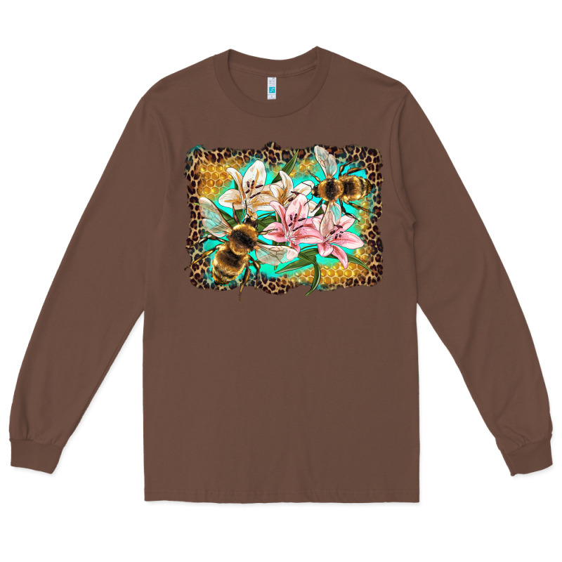 Bees And Lilies With Leopard Long Sleeve Tee by Artiststas | Teevron