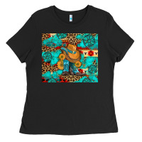 Black cowboy boots with turquoise and aztec Ladies Tee - Artiststas