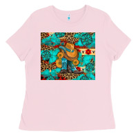 Bubblegum Pink cowboy boots with turquoise and aztec Ladies Tee - Artiststas