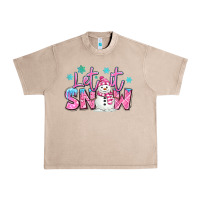 French Oak let it snow pink christmas snowman Urban Heavy Tee - MaliasSmallBusiness