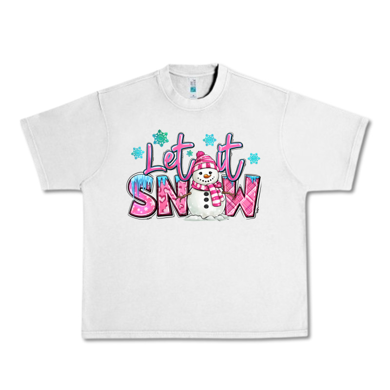 Let It Snow Pink Christmas Snowman Urban Heavy Tee by MaliasSmallBusiness | Teevron