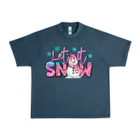 Midnight Navy let it snow pink christmas snowman Urban Heavy Tee - MaliasSmallBusiness