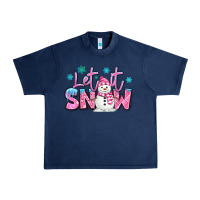 Navy let it snow pink christmas snowman Urban Heavy Tee - MaliasSmallBusiness