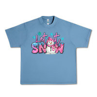 Pebble Blue let it snow pink christmas snowman Urban Heavy Tee - MaliasSmallBusiness