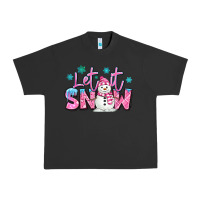 Pigment Black let it snow pink christmas snowman Urban Heavy Tee - MaliasSmallBusiness