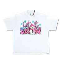 White let it snow pink christmas snowman Urban Heavy Tee - MaliasSmallBusiness