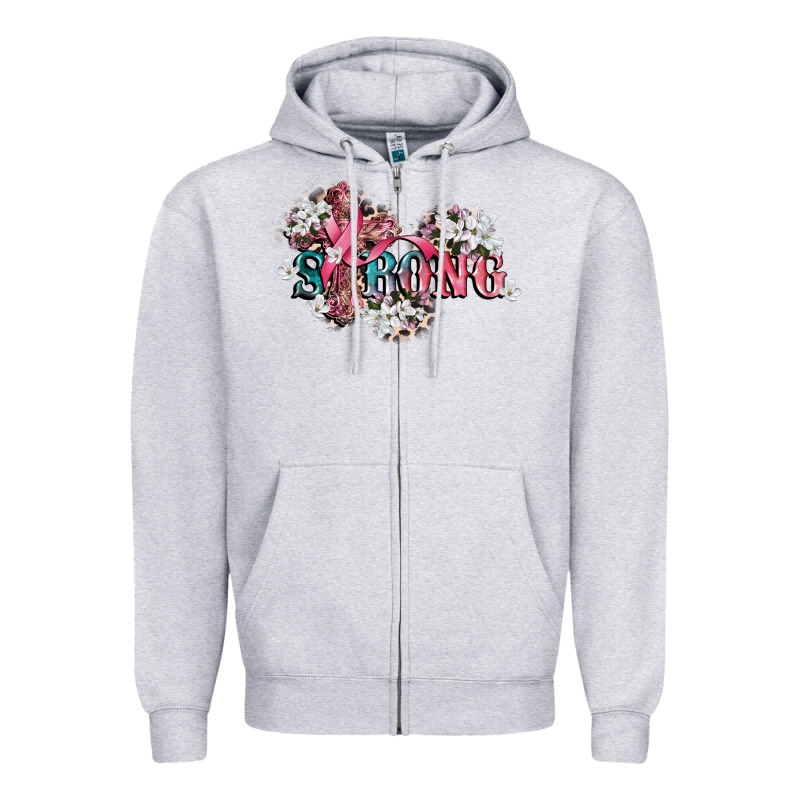 Strong Cancer Awareness Zipper Hoodie by CowGirlArtShop | Teevron