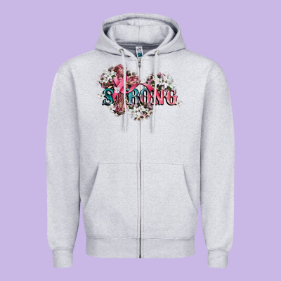 Strong Cancer Awareness Zipper Hoodie Designed By Cowgirlartshop
