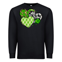 Black St. Patrick's Day cowhide hearts Premium Sweatshirt - OliviaCreatesArt