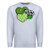 Heather Grey St. Patrick's Day cowhide hearts Premium Sweatshirt - OliviaCreatesArt
