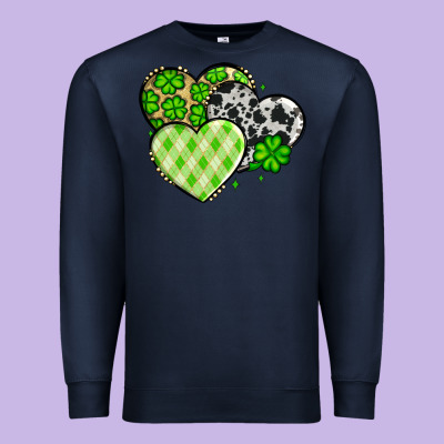 St. Patrick's Day Cowhide Hearts Premium Sweatshirt Designed By Oliviacreatesart