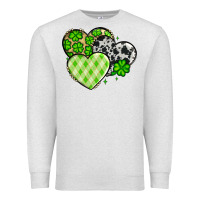 Oatmeal Heather St. Patrick's Day cowhide hearts Premium Sweatshirt - OliviaCreatesArt