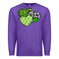 Purple St. Patrick's Day cowhide hearts Premium Sweatshirt - OliviaCreatesArt