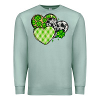 Seafoam St. Patrick's Day cowhide hearts Premium Sweatshirt - OliviaCreatesArt