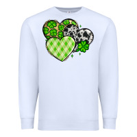 White St. Patrick's Day cowhide hearts Premium Sweatshirt - OliviaCreatesArt