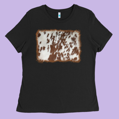 Cowhide Background Ladies Tee Designed By Adodesignshop