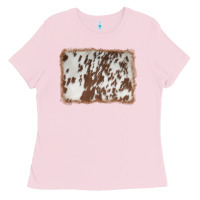 Bubblegum Pink cowhide background Ladies Tee - AdoDesignShop