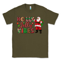 Army Green Holly Jolly vibes Christmas with Santa Classic Tee - NancyCooperArtShop