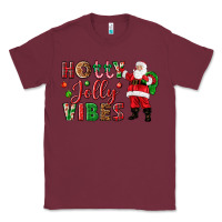 Burgundy Holly Jolly vibes Christmas with Santa Classic Tee - NancyCooperArtShop