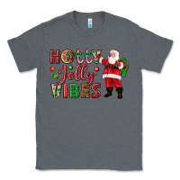 Charcoal Heather Holly Jolly vibes Christmas with Santa Classic Tee - NancyCooperArtShop