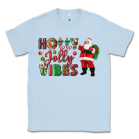 Dusty Blue Holly Jolly vibes Christmas with Santa Classic Tee - NancyCooperArtShop