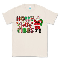 Natural Holly Jolly vibes Christmas with Santa Classic Tee - NancyCooperArtShop