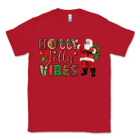 Red Holly Jolly vibes Christmas with Santa Classic Tee - NancyCooperArtShop